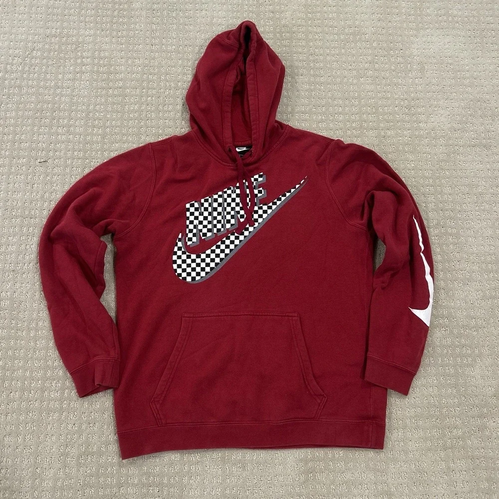Men's Nike Sweatshirt Hoodie Sz Medium Maroon Arm Swoosh